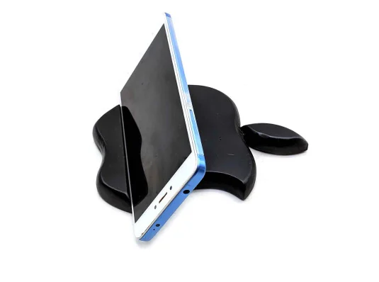 Подставка для телефона «Яблоко» черная деревянная (15×11×1.5 см) массив дерева купить в интернет магазине подарков ПраздникШоп