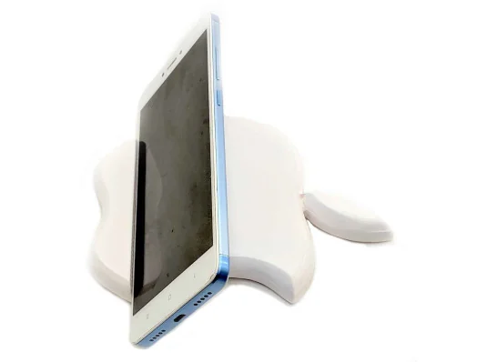 Подставка для телефона «Яблоко» белая деревянная (15×11×1.5 см) массив дерева купить в интернет магазине подарков ПраздникШоп