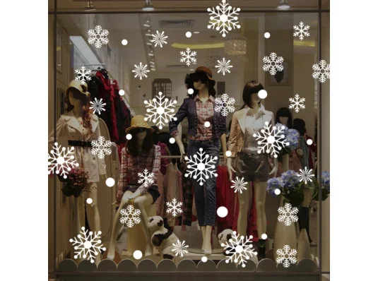 Интерьерная наклейка NG Снежинки микс белые JD2301 (9 листов А4) купить в интернет магазине подарков ПраздникШоп