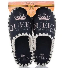 Женские фетровые тапочки "Queen of the house" купить в интернет магазине подарков ПраздникШоп