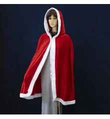 Карнавальный плащ накидка Помощница Санты (велюр) купить в интернет магазине подарков ПраздникШоп