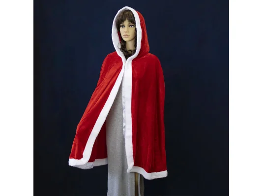 Карнавальный плащ накидка Помощница Санты (велюр) купить в интернет магазине подарков ПраздникШоп