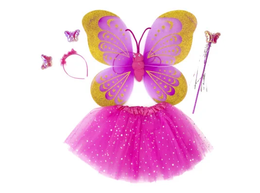Набор Бабочки Карнавальный с юбкой 50х38см (фуксия) купить в интернет магазине подарков ПраздникШоп