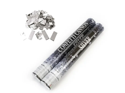 Хлопушка пневматическая 40см с прямоугольниками (серебряными) купить в интернет магазине подарков ПраздникШоп