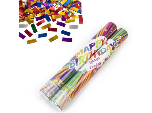 Хлопушка пневматическая 40см с прямоугольниками (микс) купить в интернет магазине подарков ПраздникШоп