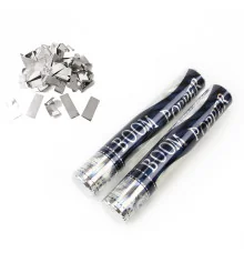 Хлопушка пневматическая 30см с прямоугольниками (серебряными) купить в интернет магазине подарков ПраздникШоп