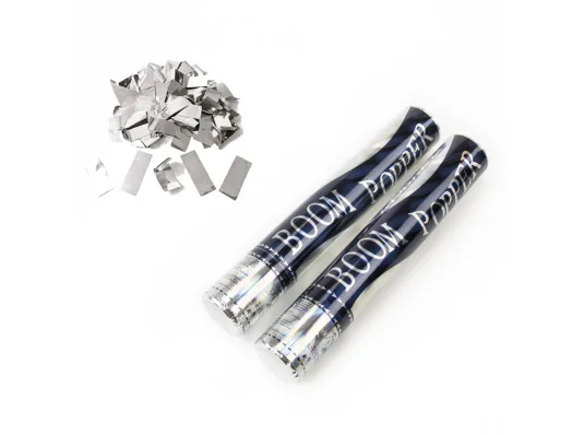 Хлопушка пневматическая 30см с прямоугольниками (серебряными) купить в интернет магазине подарков ПраздникШоп