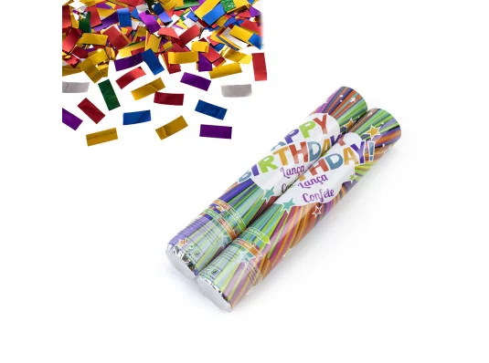 Хлопушка пневматическая 30см с прямоугольниками (микс) купить в интернет магазине подарков ПраздникШоп