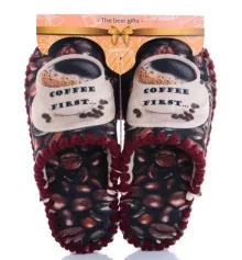 Женские фетровые тапочки "Coffee first" купить в интернет магазине подарков ПраздникШоп