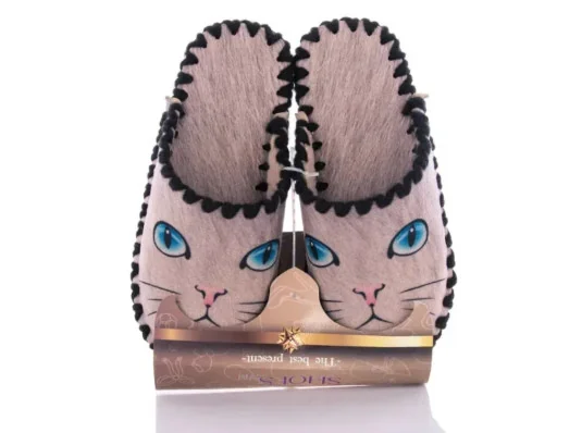 Женские фетровые тапочки "Сats" №2 купить в интернет магазине подарков ПраздникШоп