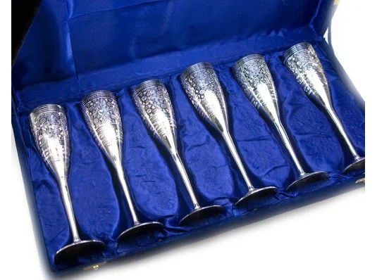 Бокалы бронзовые посеребренные (н-р 6 шт.) (h-25 см) (55×27×9 см) купить в интернет магазине подарков ПраздникШоп