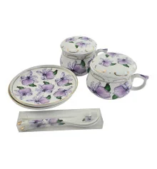 Сервиз фарфор (190мл) (2GBC-A1093SP) 2чашки+2блюдца+2ложки «Цветы на белом фоне» (h-6 см купить в интернет магазине подарков ПраздникШоп