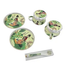 Сервиз фарфор (190мл) (2GBC-A77SP) 2чашки+2блюдца+2ложки «Девушка на салатном фоне» (h-6 см купить в интернет магазине подарков ПраздникШоп