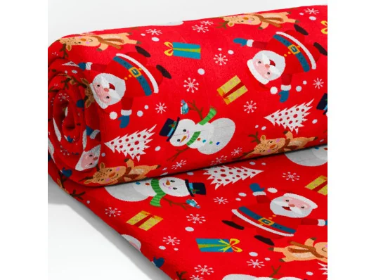 Новогодний плед Санта красный 200/220 купить в интернет магазине подарков ПраздникШоп