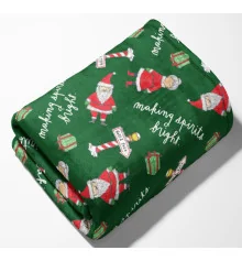 Новогодний плед Санта зеленый 180/200 купить в интернет магазине подарков ПраздникШоп