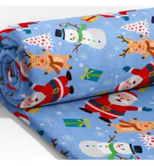 Новогодний плед Санта голубой 200/220 купить в интернет магазине подарков ПраздникШоп