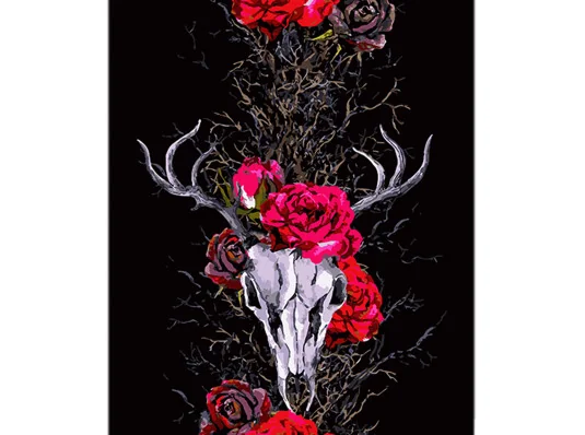 Картина по номерам Череп оленя с розами на черном фоне размером 40х50 см (AH1097) купить в интернет магазине подарков ПраздникШоп