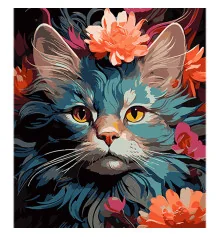 Картина по номерам Кошачья цветочная грация на черном фоне размером 40х50 см (AH1105) купить в интернет магазине подарков ПраздникШоп