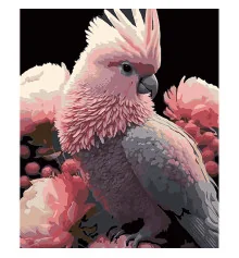 Картина по номерам Какаду в розовом наряде на черном фоне размером 40х50 см (AH1109) купить в интернет магазине подарков ПраздникШоп