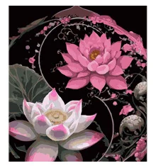Картина по номерам Цветение лотоса на черном фоне размером 40х50 см (AH1113) купить в интернет магазине подарков ПраздникШоп