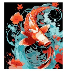 Картина по номерам Золотая коя в мечтательных водах на черном фоне размером 40х50 см (AH1137) купить в интернет магазине подарков ПраздникШоп