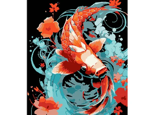 Картина по номерам Золотая коя в мечтательных водах на черном фоне размером 40х50 см (AH1137) купить в интернет магазине подарков ПраздникШоп