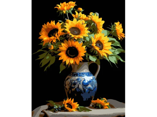Картина по номерам ПРЕМИУМ Кувшин лета на черном фоне размером 40х50 см (AH1156) купить в интернет магазине подарков ПраздникШоп