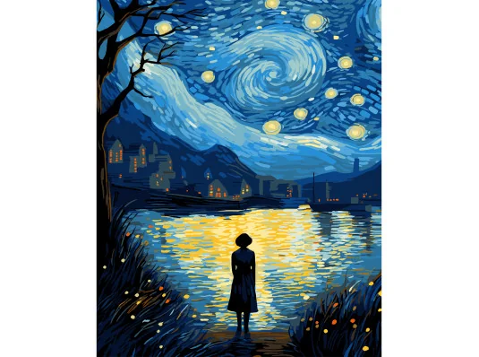 Картина по номерам ПРЕМИУМ Под звездным ветром на черном фоне размером 40х50 см (AH1159) купить в интернет магазине подарков ПраздникШоп