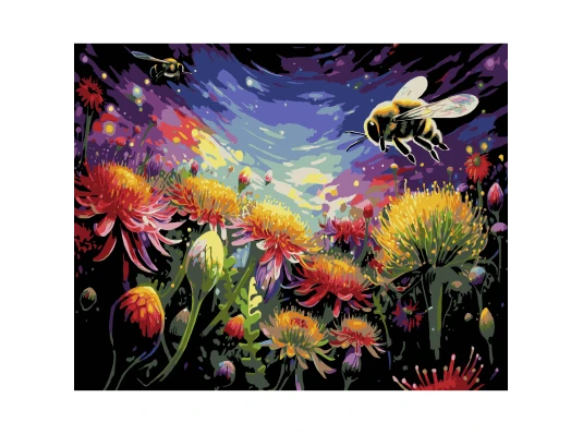 Картина по номерам ПРЕМИУМ Над цветами на черном фоне размером 40х50 см (AH1161) купить в интернет магазине подарков ПраздникШоп