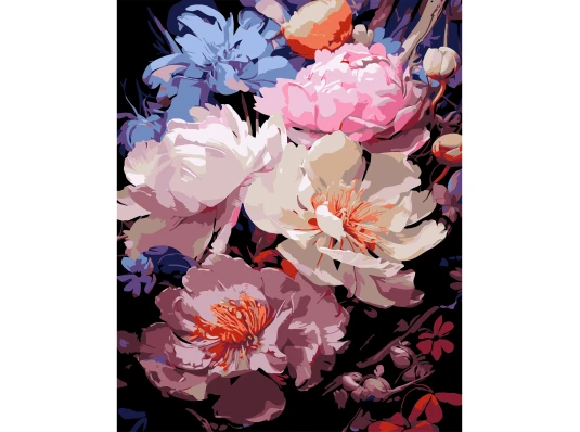 Картина по номерам ПРЕМИУМ Лепестки ночи на черном фоне размером 40х50 см (AH1164) купить в интернет магазине подарков ПраздникШоп