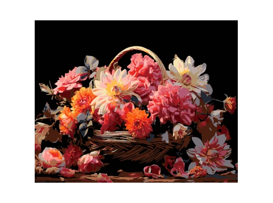 Картина по номерам ПРЕМИУМ Цветочный покой на черном фоне размером 40х50 см (AH1166) купить в интернет магазине подарков ПраздникШоп