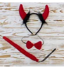 Набор Чертенок (ушки, хвост, галстук-бабочка) (красный) купить в интернет магазине подарков ПраздникШоп
