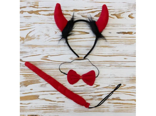Набор Чертенок (ушки, хвост, галстук-бабочка) (красный) купить в интернет магазине подарков ПраздникШоп