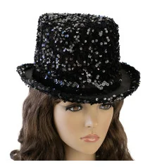 Шляпа цилиндр Блеск (черная) купить в интернет магазине подарков ПраздникШоп