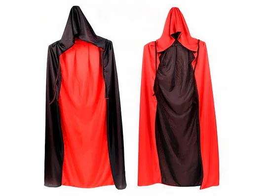 Карнавальный плащ Двухсторонний с капюшоном (черно-красный) купить в интернет магазине подарков ПраздникШоп