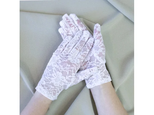Перчатки кружевные 22см (белые) купить в интернет магазине подарков ПраздникШоп