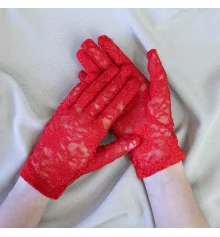 Перчатки кружевные 26см (красные) купить в интернет магазине подарков ПраздникШоп