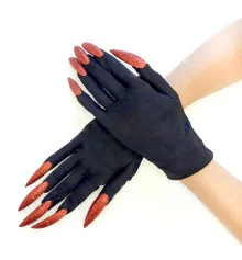 Перчатки Хэллоуин с когтями 27см (черные с красным) купить в интернет магазине подарков ПраздникШоп