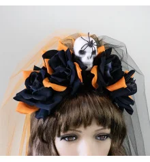 Украшение на голову Хэллоуин Санта Муэрте с двойной фатой 8949 купить в интернет магазине подарков ПраздникШоп