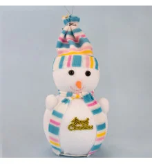 Декор новогодний Снеговик 20см в шапочке голубой купить в интернет магазине подарков ПраздникШоп