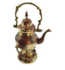 Чайник бронзовый с горелкой на подставке с цветным рисунком (30.5×19×16 см) A купить в интернет магазине подарков ПраздникШоп