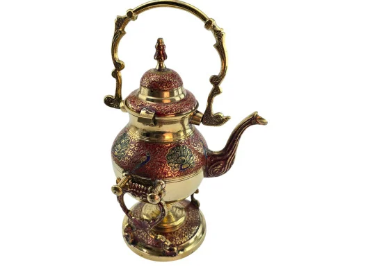 Чайник бронзовый с горелкой на подставке с цветным рисунком (30.5×19×16 см) A купить в интернет магазине подарков ПраздникШоп