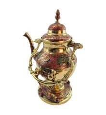 Чайник бронзовый с горелкой на подставке с цветным рисунком (30.5×19×16 см) A купить в интернет магазине подарков ПраздникШоп