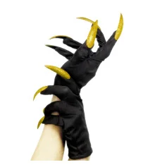 Перчатки Хэллоуин с когтями 27см (черные с золотым) купить в интернет магазине подарков ПраздникШоп
