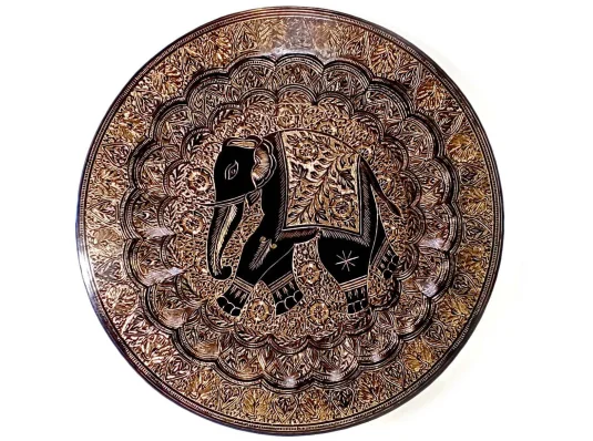 Тарелка бронзовая настенная «Слон» (d-49 см) купить в интернет магазине подарков ПраздникШоп