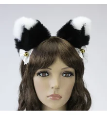 Ушки Кошки аниме (черные с белым) купить в интернет магазине подарков ПраздникШоп