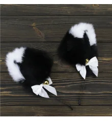 Ушки Кошки аниме (черные с белым) купить в интернет магазине подарков ПраздникШоп