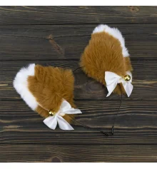 Ушки Кошки аниме (рыжие с белым) купить в интернет магазине подарков ПраздникШоп