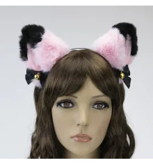 Ушки Кошки аниме (розовые с черным) купить в интернет магазине подарков ПраздникШоп