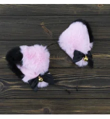Ушки Кошки аниме (розовые с черным) купить в интернет магазине подарков ПраздникШоп
